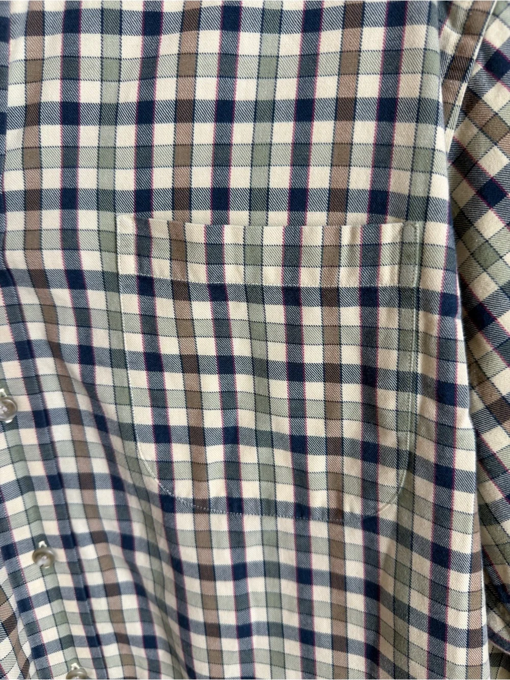 Viyella Vintage Cotton Wool Plaid Button Down Shirt Size L Green Brown Mens - Picture 7 of 13